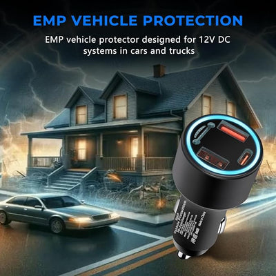EMP Vehicle Protection, Haoguo Protector Comes with 2 USB and 1 PDni Interfaces, Lightning, Solar Flare and Surge Protection, Suitable for 12-Volt DC in Cars and Trucks
