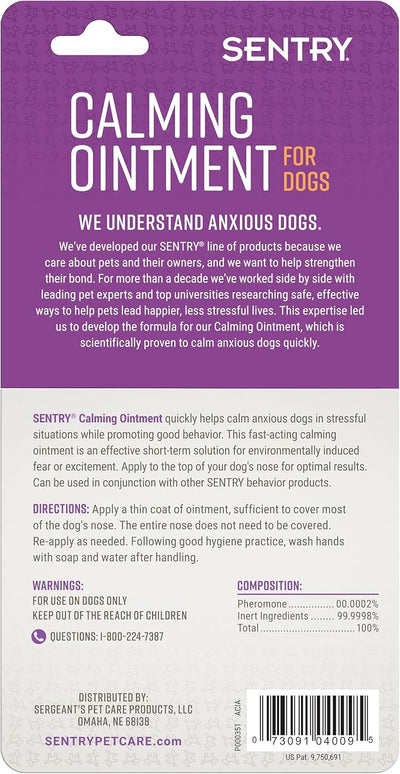 SENTRY Calming Ointment for Dogs, Fast-Acting Pheromone Solution to help manage normal Stress and promote calmness and relaxation in Dogs, 1.5 oz
