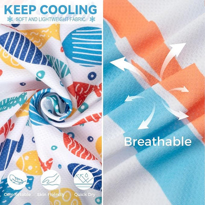 cyeollo 2pack Dog Cooling Shirt, Breathable Sleeveless Summer Clothes for Dogs, Intant Cool T Shirts for Medium Large Dogs, Blue Fish 2XL