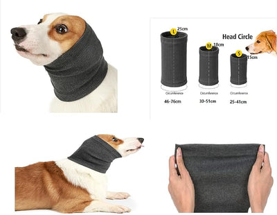 Quiet Ears for Dogs Keep Calming Ear Hematoma Reusable, Anxiety Relief for Blow Drying, Grooming, Thunder & Fireworks Blue+Grey L