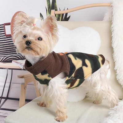 Camouflage Dog Sweater Clothes for Small Dog Girl Boy Camo Puppy Sweaters Doggie Pet Clothes Cat Apparel Coats, Medium, Camo