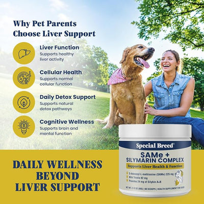 Liver Support for Dogs – Same + Milk Thistle Supplement Powder – Supports Liver Function, Detox & Cellular Health – Silymarin with 24 mg Silybin A+B – 60 Servings