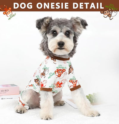 Dog Pajamas Spring Summer Dog Clothes for Small Medium Dogs Girl Boy Cute Soft Puppy Pjs Clothes Doggie Onesies Cat Pet Jammies Outfit (Brown,L)