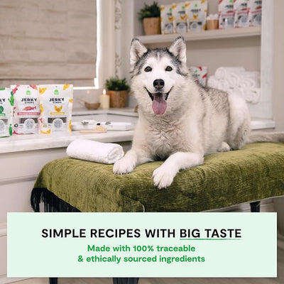 Open Farm, Dog Jerky Treats, Soft & Chewy Oven-Baked Jerky Strips Made with Ethically & Sustainably Sourced Ingredients, Protein Packed Dog Treats, Grain-Free Chicken Recipe, 5.6oz Pouch