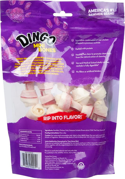Dingo Mini Bones Rawhide for Dogs, Dog Chews Made with Real Chicken