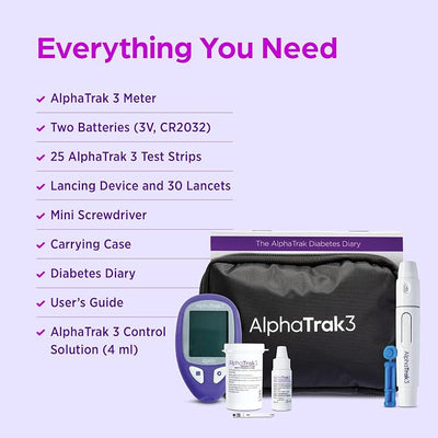 AlphaTrak 3, 8-Piece Pet Blood Glucose Monitoring Kit for Diabetic Cats, Dogs, and Horses, All-in-One Solution for in-Clinic or at Home with Digital Results