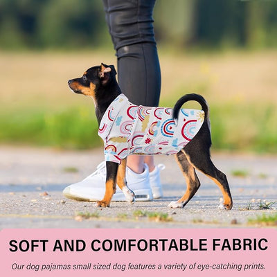 Dog Shirts for Small Dogs Puppy Pajamas Cute Pet Clothes Soft Button Down T Shirt Summer Outfit (Boho Rainbow, M)