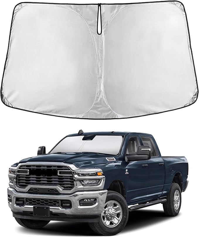 EcoNour Windshield Sunshade Compatible for Dodge Ram 2500 3500 2010-2024 2025 2026, Sun Visor for Front Windshield & Window Sun Shade Cover, UV Heat Blocker & Protector, Car Accessories
