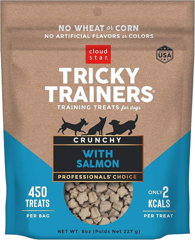 (3 Pack) Cloud Star Tricky Trainers Crunchy Low Calorie Training Dog Treat 14 oz, Cheddar, Liver, and Salmon with 10ct Pet Wipes