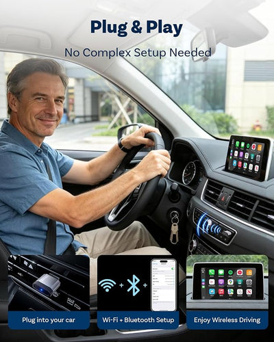 OTTOCAST Mini Nova, 2 in 1 Wireless Carplay & Android Auto Adapter, Plug & Play 2026 Upgraded with AI Assistance (Claude, Gemini, ChatGPT)