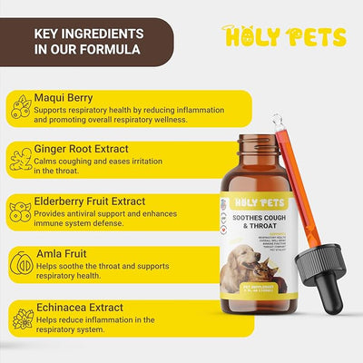 Cough Medicine for Dogs & Cats, Kennel Cough Treatment, Respiratory Infection Support - Sneezing Relief & Cough Treatment - Pet Asthma Support - Made with Natural Ingredients in The USA (4oz)