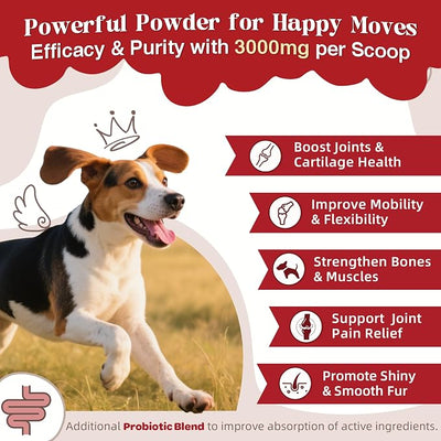 Glucosamine for Dogs - Joint Supplement for Dogs - Glucosamine Chondroitin, MSM, Omega-3, Collagen, Dog Hip and Joint Pain Relief, Support Mobility, Cartilage & Bone for Small & Large Breeds, 270g