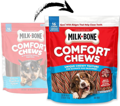 Milk-Bone Comfort Chews, Dog Chews with Unique Chewy Texture and Real Beef, 40.8 Oz. Bag (16 Chews)