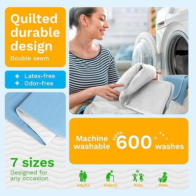 GREEN LIFESTYLE Washable Underpads - Large Bed Pads for use as Incontinence Bed Pads, Reusable Pet Pads, Great for Dogs, Cats, Bunny, Seniors Bed Pad (Pack of 6 - 30x34)