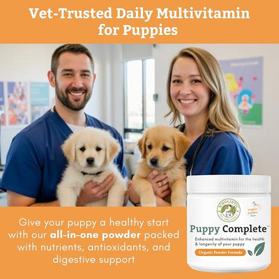 Wholistic Pet Organics Puppy Vitamins - Dog Multivitamin Powder - Daily Dog Vitamins and Supplements for Homemade Food - Immune System, Skin, Coat & Overall Health - All Breeds of Puppies - 22 Scoops