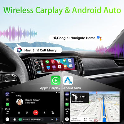 Single Din Car Stereo with Wireless Apple Carplay & Android Auto, 6.5" Full Laminated HD Touchscreen Car Radio with Bluetooth 1080P Backup Cam Navigation Mirror Link AM/FM USB & Type-C Charging EQ SWC