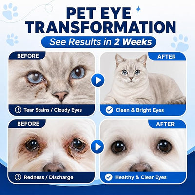 Dog Eye Drops for Dogs and Cats - Cataract Eye Drops with Lanosterol Formula, Pet Eye Wash for Cloudy Itchy Watery Goopy Eyes, Tear Stain Care, Infection Support, Pink Care, All Ages, 2 Pack 2 x 10ml