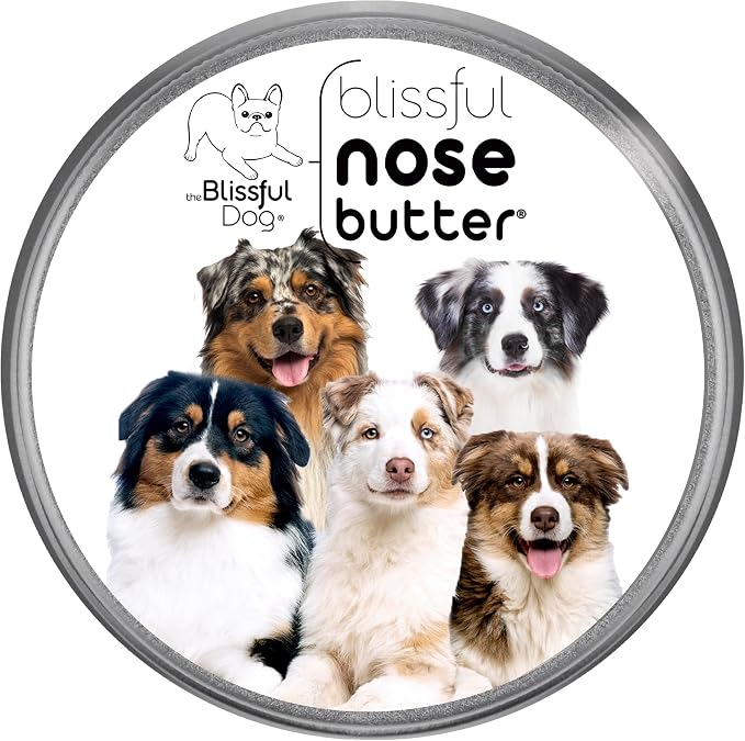 The Blissful Dog Australian Shepherd Nose Butter for Dry, Cracked Skin, Lick-Safe Dog Nose Balm with Moisturizing Shea Butter, Almond, Olive, and Essential Oils, Pet Supplies, Uncented, 4 oz.