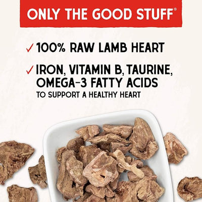 Stella & Chewy's Freeze-Dried Raw Lamb Heart Dog Treats - Single Ingredient, No Additives - Premium Training Treats - Perfect For Picky Eaters - 3oz Bag