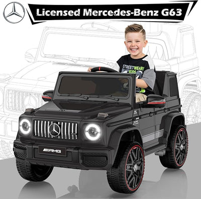 ANPABO Licensed Mercedes-Benz G63 Car for Kids, 12V 7AH Ride on Car w/Parent Remote Control, LED Headlights, Music Player & Horn, Soft Start, Low Battery Prompt, Kids Electric Car (Dark Black)