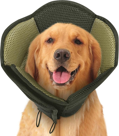 Dog Cones for Large Dogs, Soft Pet Cone Stop Licking After Surgery, Adjustable Pet E-Collar Alternative for Wound Healing, Army Green X-Large