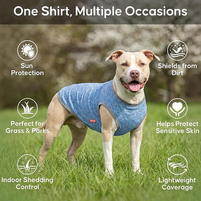 KYEESE 2 Pack Dog Shirts Quick Dry Soft Stretchy Dog T-Shirts with Reflective Label Tank Top Sleeveless Vest Sun Protection Pet Clothes for Small Dogs, Large, Light Blue+Grey
