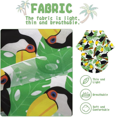 Hawaiian Dog Shirt – Lightweight and Breathable Summer T-Shirt with Tropical Prints, Fun Beach Outfit for Small, Medium, and Large Dogs, Perfect for Hot Days and Outdoor Vacation.Hornbill S