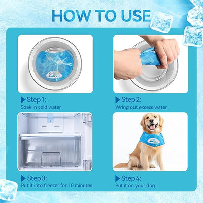ALL FOR PAWS Dog Cooling Bandana, Cooling Bandanas for Medium Dogs, Dog Cooling Neck Wrap, Cooling Scarf for Dogs, Blue Ice Dog Neck Cooler for Summer (S)