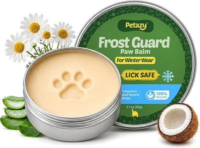 Petazy Dog Paw Balm – Frost Guard Formula for Snow, Ice & Winter Paw Protection | Lick-Safe, Natural Barrier with Beeswax, Coconut Oil & Vitamin E | Paw & Nose Balm for Dogs & Cats, 2.1 oz