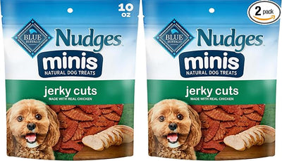 Blue Buffalo Nudges Minis Jerky Cuts Made with Real Chicken, Natural Dog Treats Mineral-Enhanced for Flavor, 10 oz. Bag (Pack of 2)
