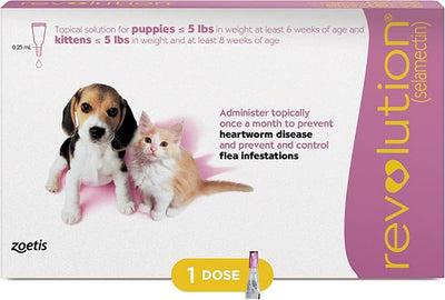 Revolution (selamectin) Topical Solution for Puppies & Kittens, Up to 5 lbs (Mauve), 1 Tube