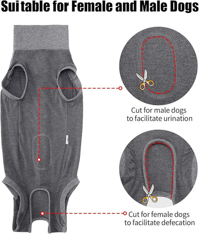 Dotoner Dog Surgery Recovery Suit Dog Suit for Male Female Neuter Anti-Lick Abdominal Wounds Bite Protective Outfit Alternative E-Collar & Cone Breathable Spay Suit for Medium Large Dogs