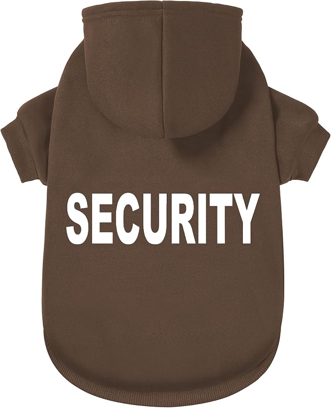 Security Dog Hoodie - Soft & Warm Dog Sweater with Leash Hole Design for Dog Cat,Dog Clothes Pullover Hoodies for Christmas, Holidays and Daily Wear (Brown (Security), X-Large)