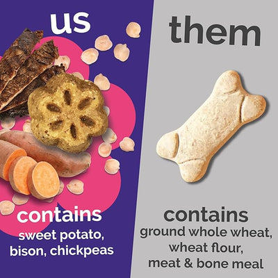 Fruitables Skinny Mini Dog Treats, Healthy Sweet Potato Treat for Dogs, Low Calorie & Delicious, Puppy Training, No Wheat, Corn or Soy, Made in the USA, Grilled Bison Flavor, 20oz