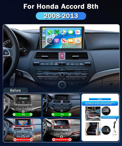5G WiFi 4Core+64G for Honda Accord 8th 2008-2013 Car Radio with Wireless Carplay/Android Auto,Android Car Stereo 10.1 Inch Touch Screen GPS Navi Bluetooth FM/RDS SWC HD Backup Camera