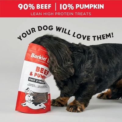 Barkin Burger - Only 2 Premium Ingredients. All Natural Dog Treats - Grain Free, Free from Fillers and Preservatives - Perfect for Sensitive Stomachs, Made in USA (5 oz, Beef & Pumpkin)