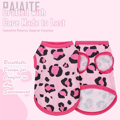 Adorable Pink Leopard Dog Shirt: Lightweight Polyester Cartoon Puppy Vest, Small Medium & Large Dog T-Shirt, Summer Pet Clothes, Cute Dog Apparel, Breathable Dog Tank Top XXL