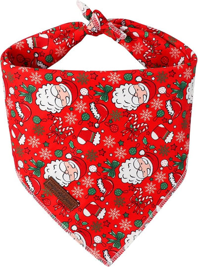 Unique Style Paws Dog Bandanas 1PC Washable Cotton Triangle Puppy Scarfs Red Hat Christmas Man with Colorful Flower for Small Medium Large Dogs and Cats