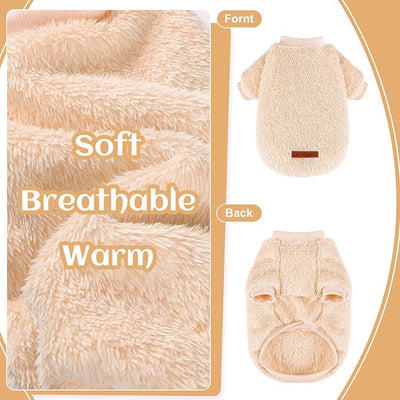 Dog Sweater Sweaters for Small Dogs Girl Purple Fleece Clothes Winter Soft Thickening Warm Puppy Boy Teacup Yorkie Chihuahua (XS,Khaki)