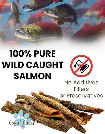 Wild Salmon Skin Dog Treats, USA Made, Freeze-Dried, Heart Health Support, Natural Omega-3, Preservative Free, 4 oz