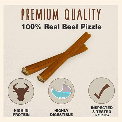 Cadet Bully Sticks for Large Dogs, All-Natural Beef Pizzle, Rawhide-Free Long-Lasting Dog Chews for Aggressive Chewers, 10 Count