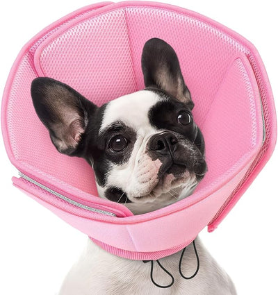 AOFITEE Dog Cones for Medium Dogs, Soft Dog Cone Collar After Surgery, Adjustable Cone for Dogs to Stop Licking, Breathable Pet E-Collar Alternative for Wound Healing(Pink,Medium)