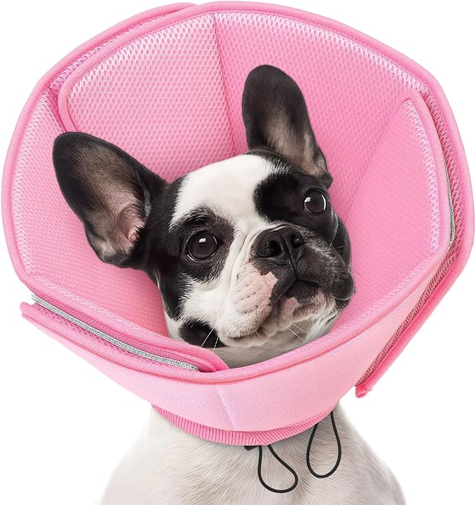 AOFITEE Dog Cones for Medium Dogs, Soft Dog Cone Collar After Surgery, Adjustable Cone for Dogs to Stop Licking, Breathable Pet E-Collar Alternative for Wound Healing(Pink,Medium)