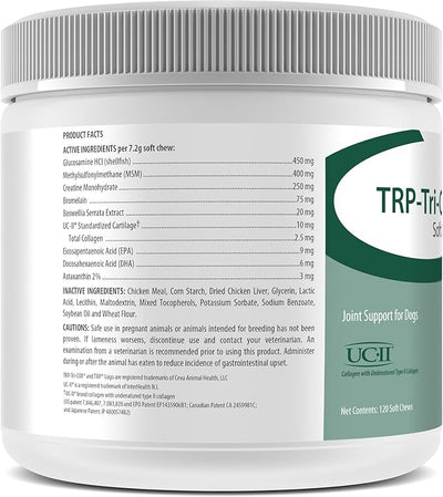 TRP-Tri-COX Soft Chews for Dogs, Hip & Joint Support Supplement with Glucosamine, MSM, UC-II Collagen & Omega-3s, Mobility & Joint Health Support, 120 Soft Chews
