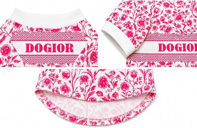 Luxury Designer Dog T Shirt – Trendy Puppy Clothes for Small Dogs, Fashion Pet Tee for French Bulldogs & Chihuahuas, Everything Chic Dog Apparel (PinkDOGIOR, Medium)