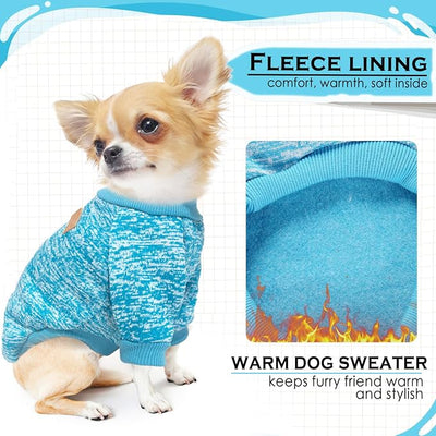 2 Pieces Dog Sweaters for Small Dogs Fall Winter Dog Clothes Male Fleece Puppy Clothes Warm Thick Outfit Pet Small Puppy Sweater for Boy Girl Doggies Teacup Yorkie Chihuahua,XXS