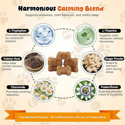 Calming Chews for Dogs, Melatonin Chewable Treats to Sleep Aid and Separation Anxiety Relief, Supports Relaxation for Travel and Storm - Calming Treats for Dogs, Bacon Flavor, 120 Soft Chews