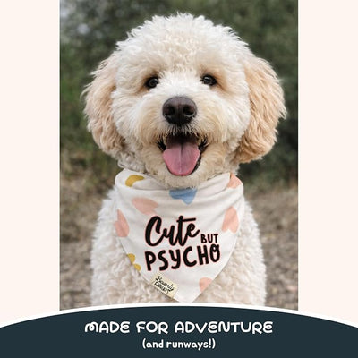 Funny Snap-On Dog Bandana for Small Medium Large Pets, Dogs Cats Adjustable Handkerchief Scarf for Girl & Boy, Cute Puppy Apparel & Accessories (Cute But Psycho, Medium)