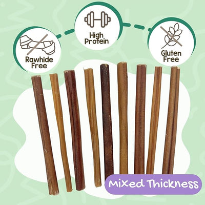 Nature Gnaws Thin Bully Sticks for Dogs 5-6" (8oz) - Mixed Thickness - Long Lasting for Small Dogs and Puppies - Natural Thin Beef Dog Chew Bones - Rawhide Free