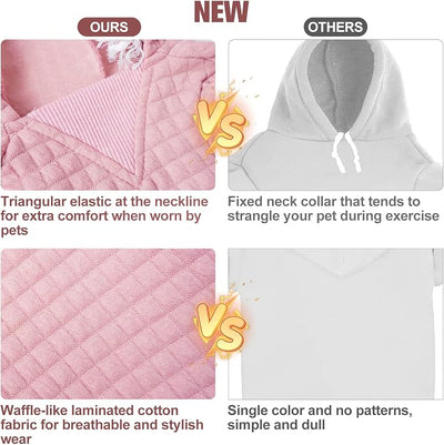 BEAUTYZOO Small Dog Hoodie Sweater with Pockets, Dog Clothes for Small Medium Dogs Boy Girl, Waffle-like Laminated Cotton Pet Coats with Hat and Leash Hole, All Weather Coat for Puppy Doggie Chihuahua